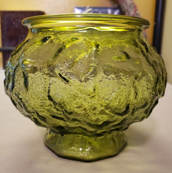 HOST PICK 😊 Vtg E. O. Brody Footed Avocado Green Depression Glass Bowl - Picture 3 of 6